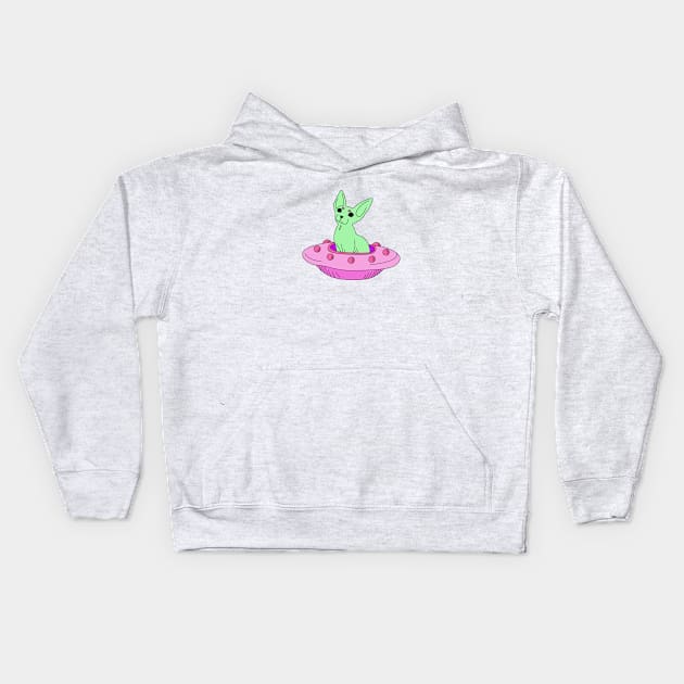 Cat and ufo Kids Hoodie by My Happy-Design